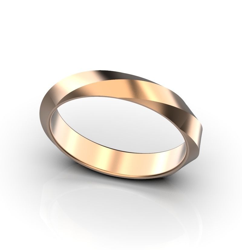 Twisted gold wedding band 3D print model_1