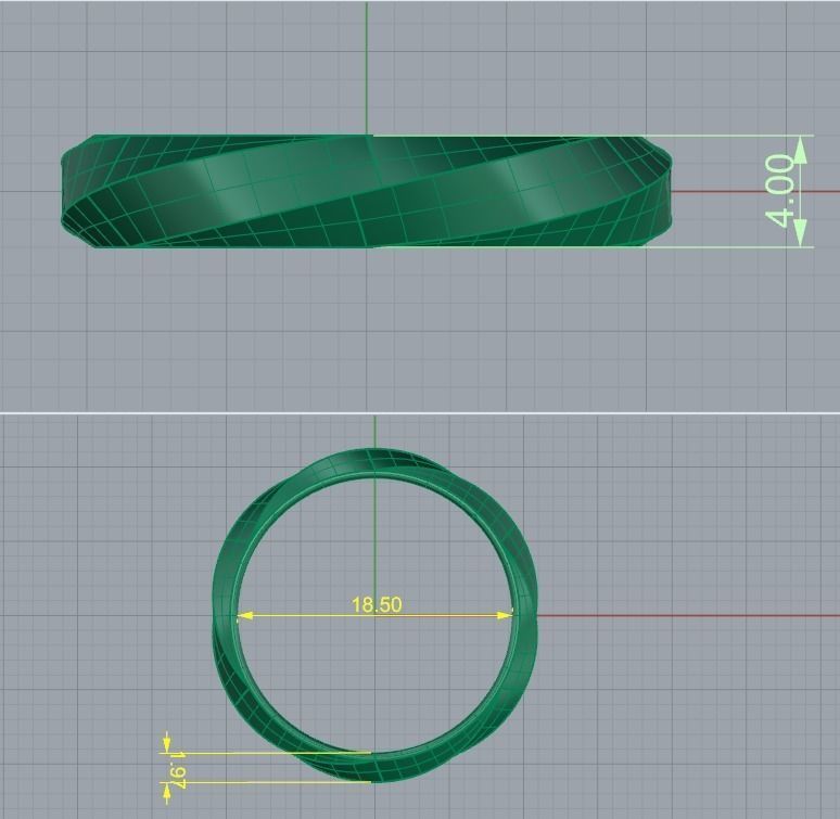 Twisted gold wedding band 3D print model_4