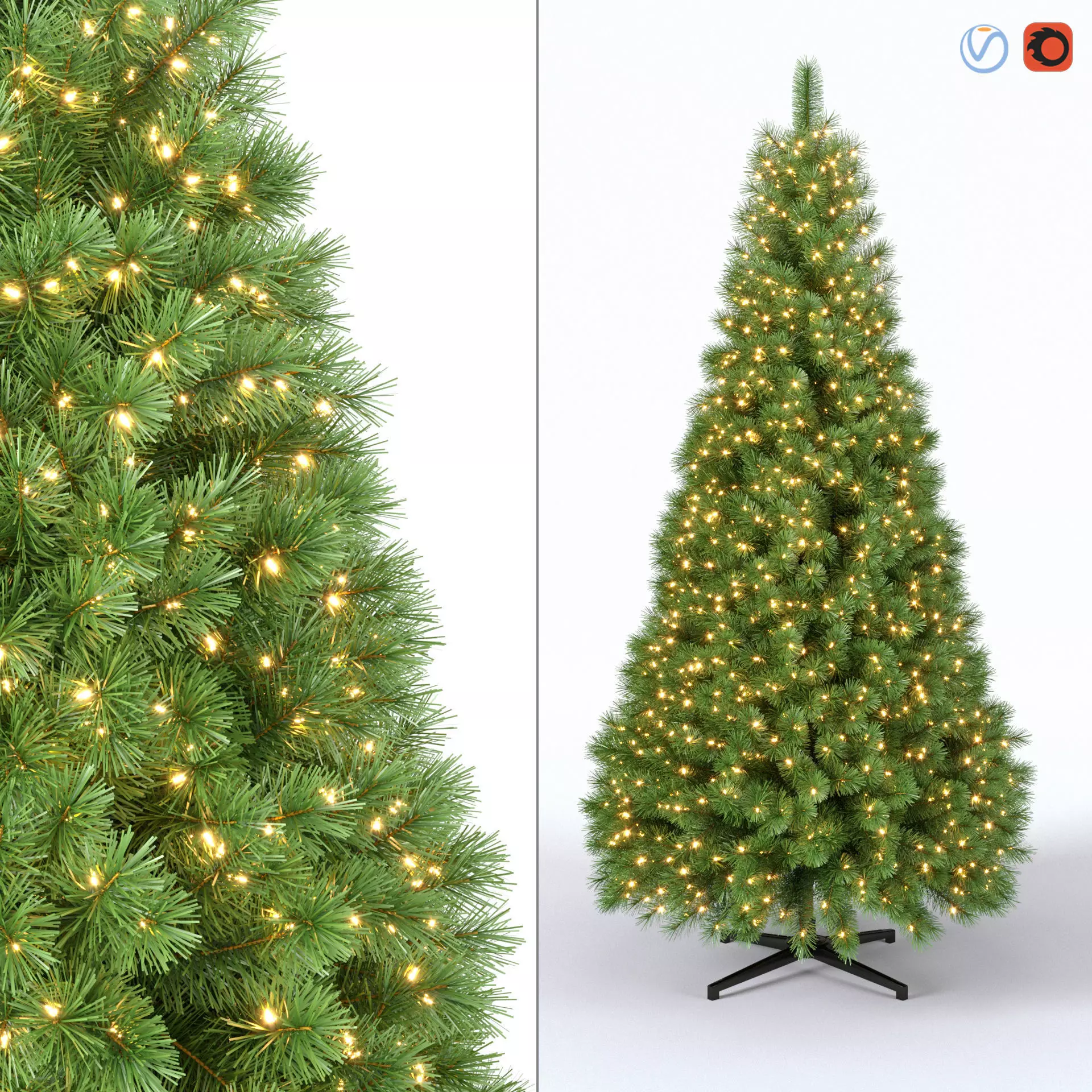 Christmas Tree 9 feet With Lights 3D model_0