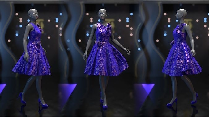 Evening Dress in 3DS Max - Marvelous Designer and clo3d No - 4  3D model