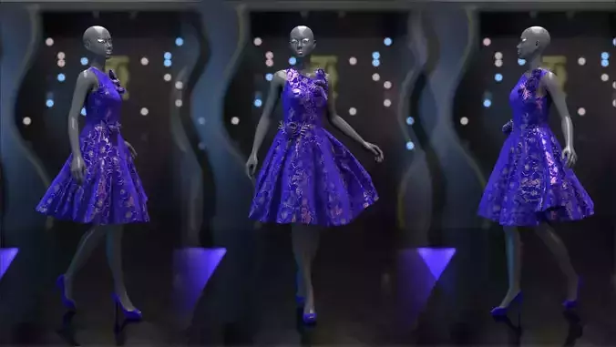 Evening Dress in 3DS Max - Marvelous Designer and clo3d No - 4 