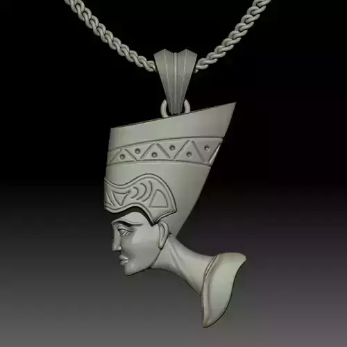 Nefertiti Pendant Sculpture jewelry gold necklace 3D print model
