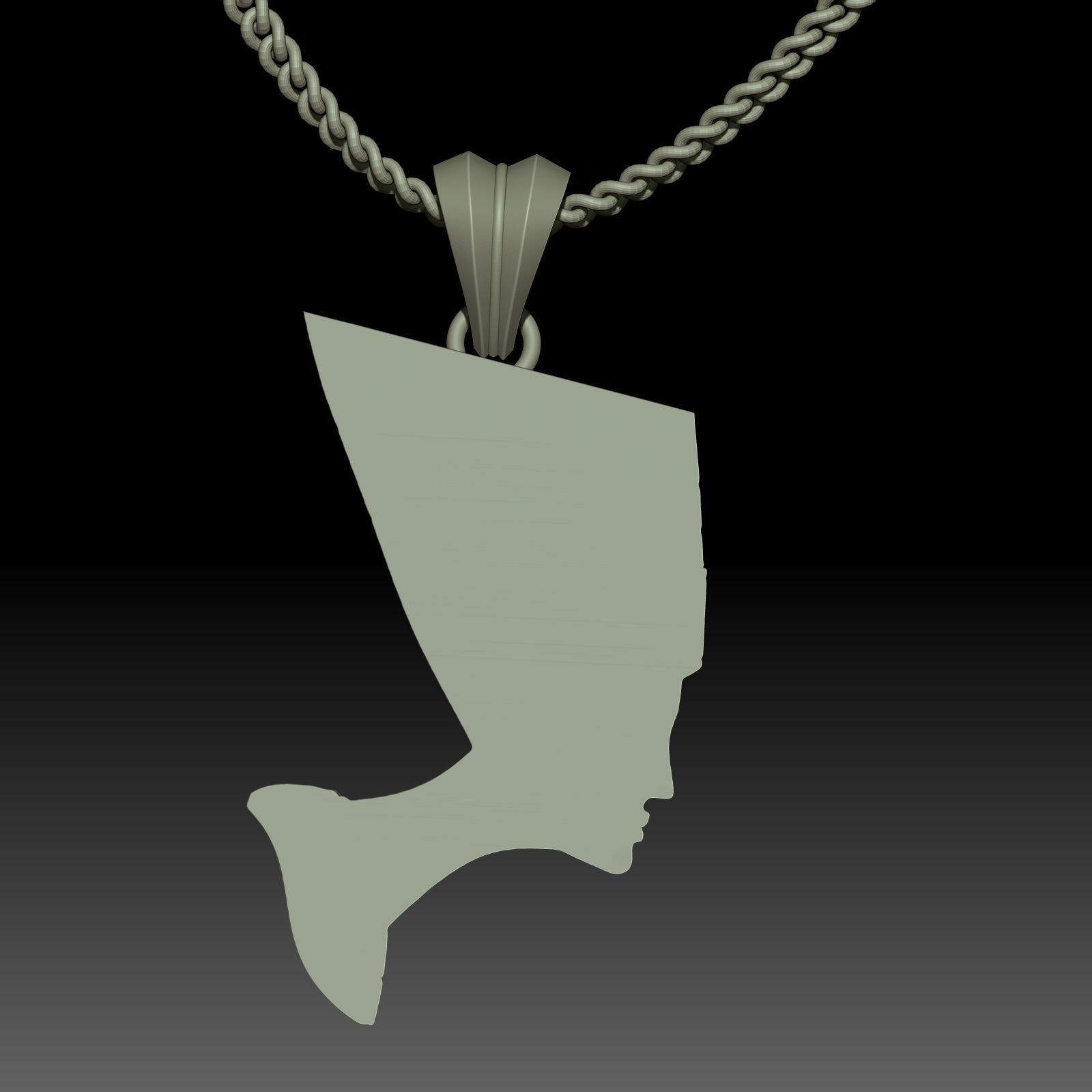 Nefertiti Pendant Sculpture jewelry gold necklace 3D print model_3