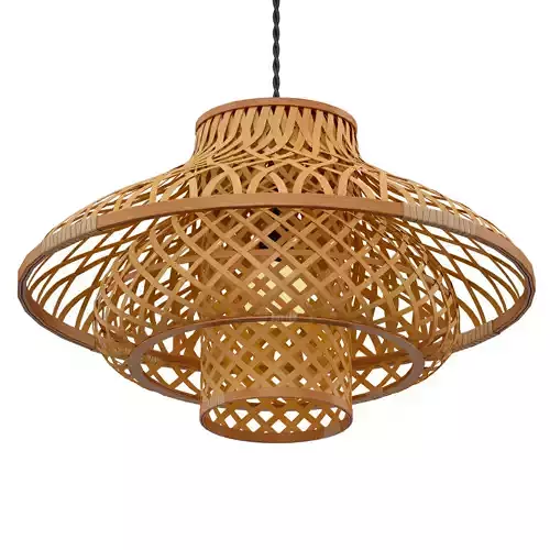 Chandelier Light fixture Round Wicker Rattan Lampshade