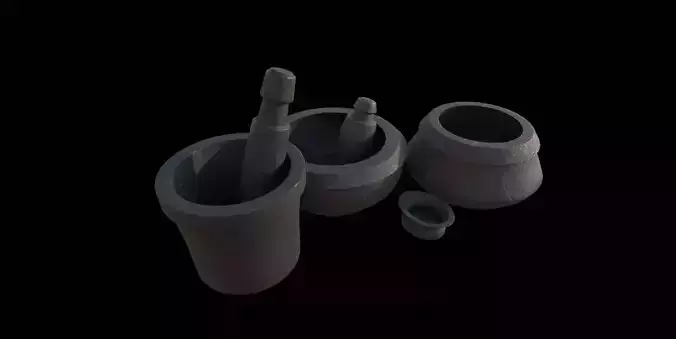 Crusher Metal 3d PBR Metallic Model Granite Mortar Pestle