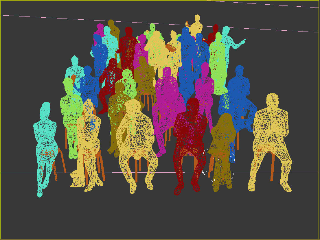 40x Crowds 17 Scanned Casual Cafe Sitting Elegant People  Low-poly 3D model_14