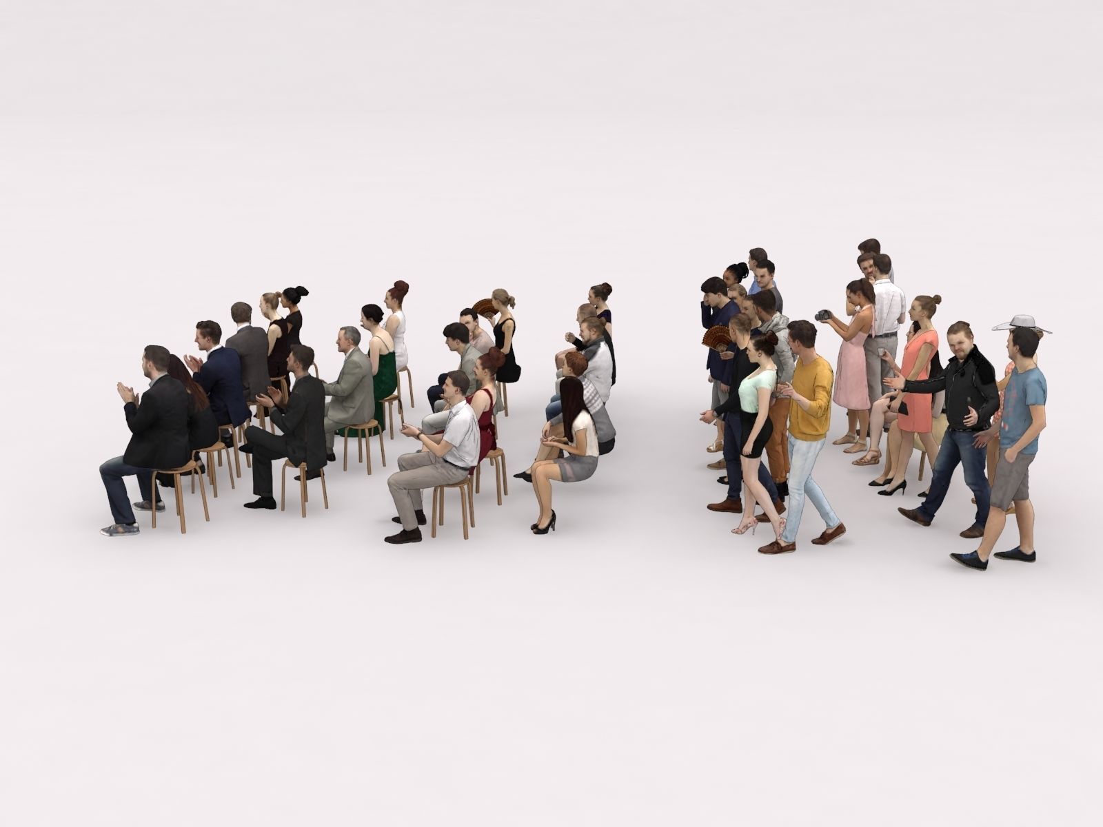 40x Crowds 18 Scanned Casual 12 Elegant Sitting People Low-poly 3D model_5