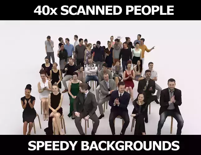 40x Crowds 18 Scanned Casual 12 Elegant Sitting People 