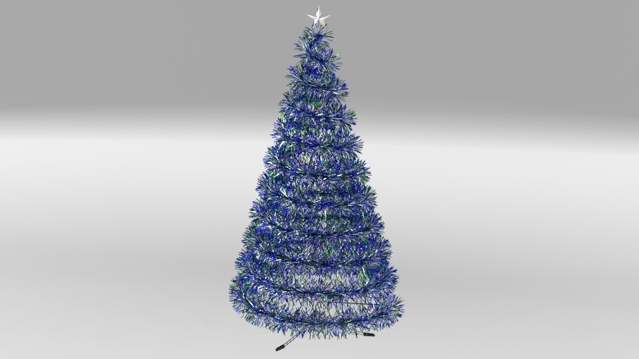 Tinsel Christmas Tree 3D model_10