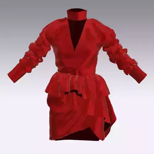 DRESS SATIN LOOK ELASTIC DRAPED RUFFLED LOOK