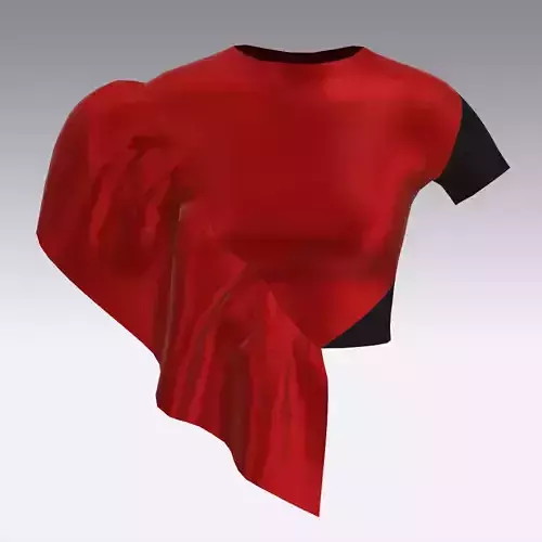 RUFFLED BLOUSE SATIN RED LOOK