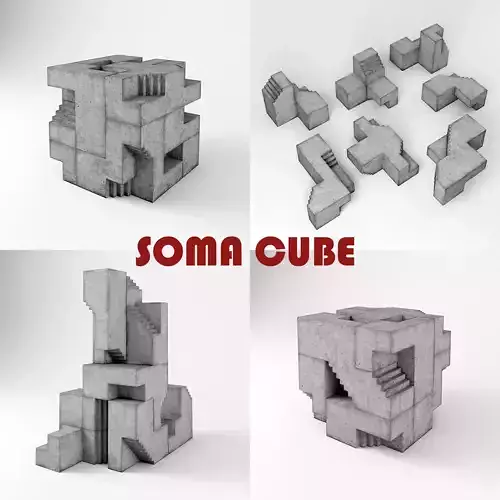 Soma Cube Puzzle architectural bauhaus Low-poly 3D model