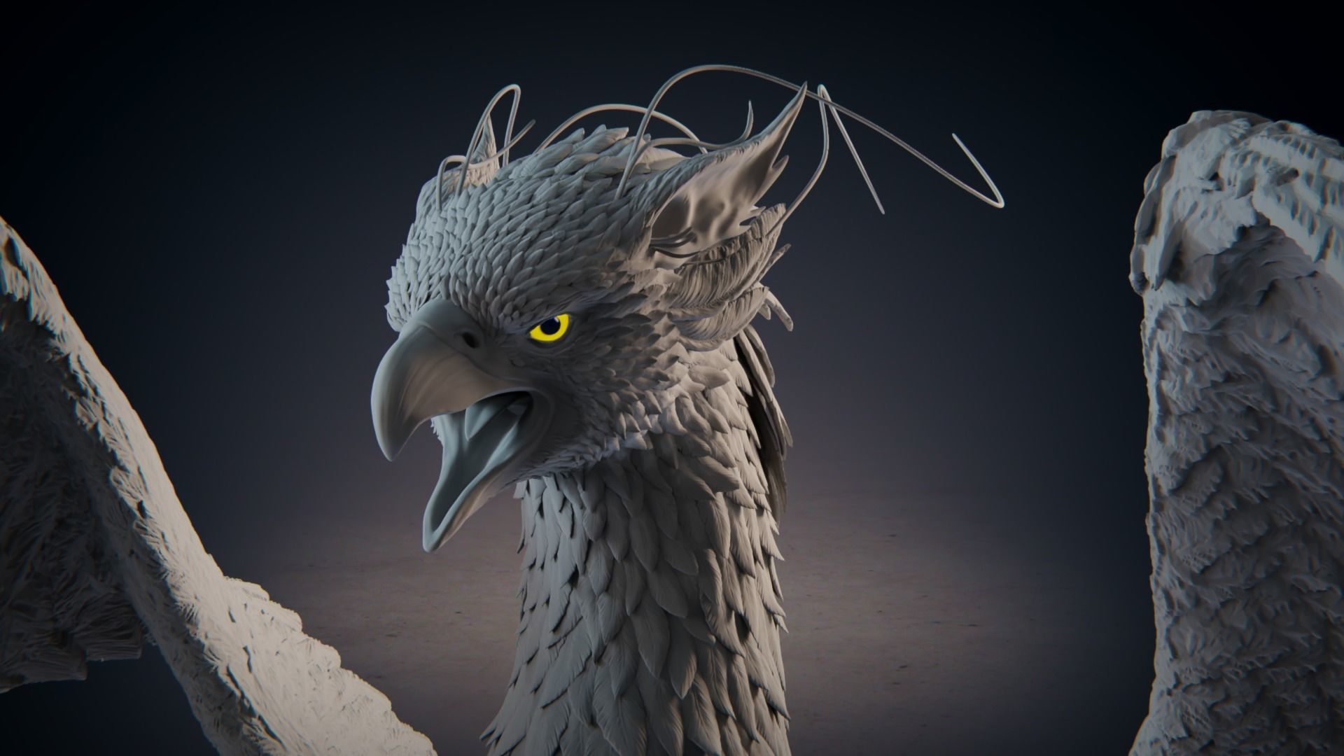 Grifon dragon with wings 3D model_1