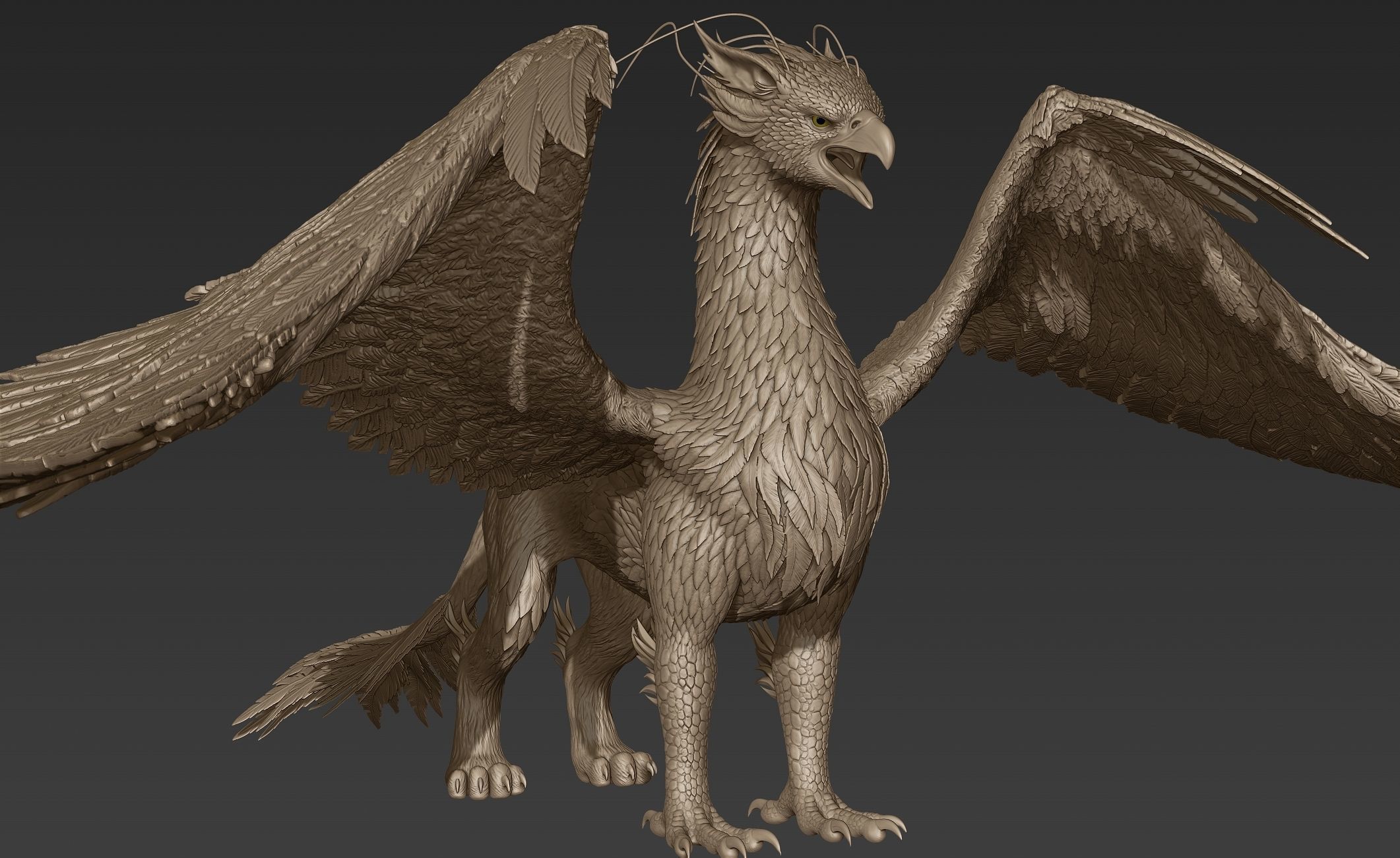 Grifon dragon with wings 3D model_8