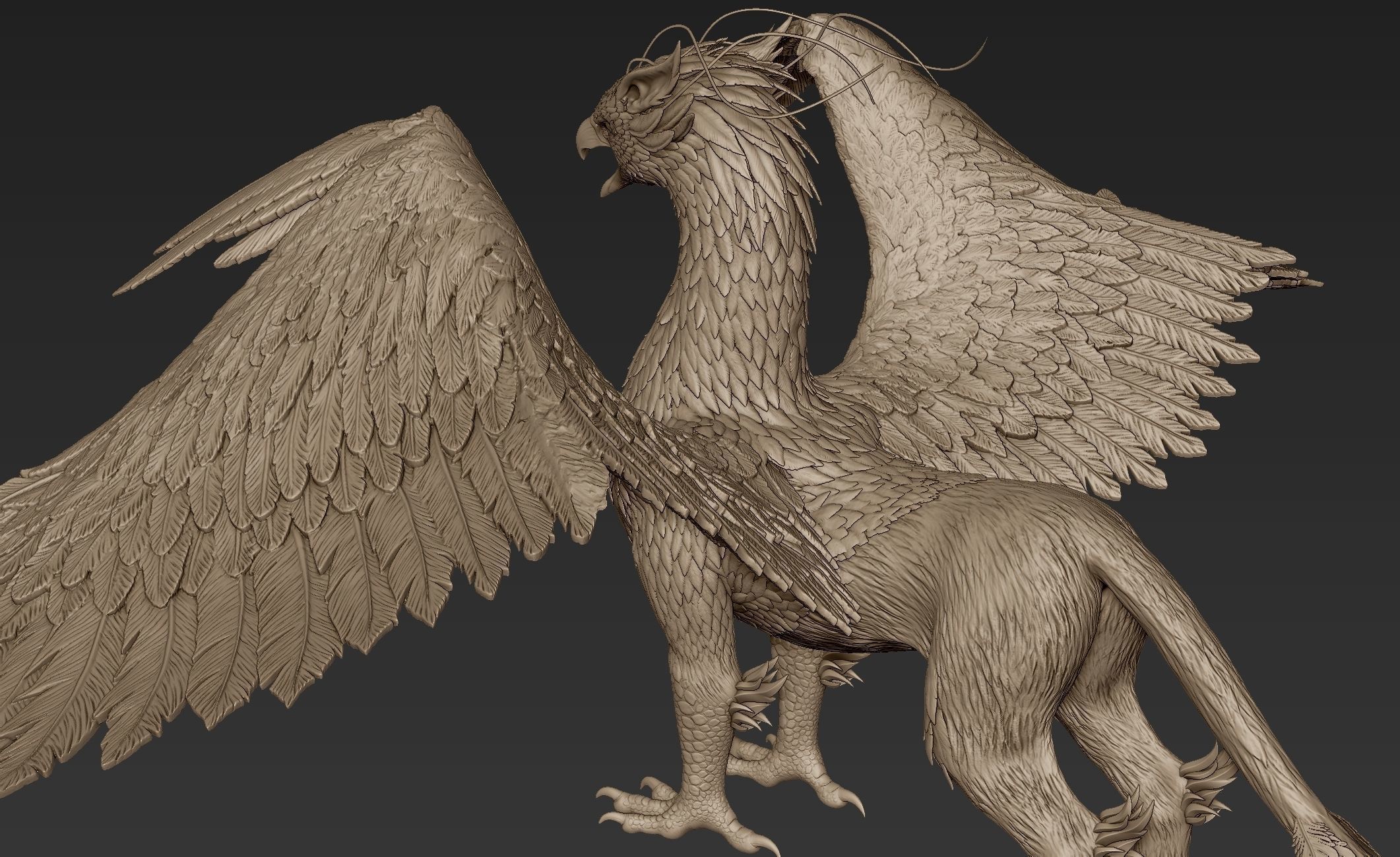 Grifon dragon with wings 3D model_9