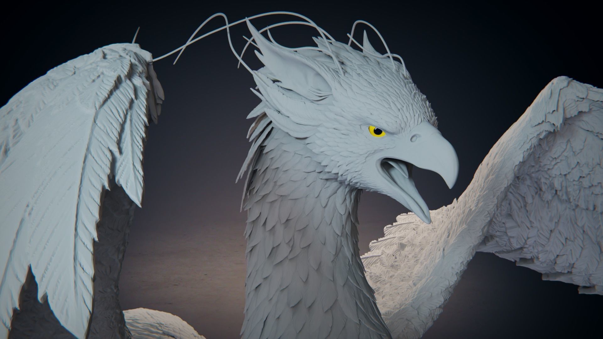 Grifon dragon with wings 3D model_5