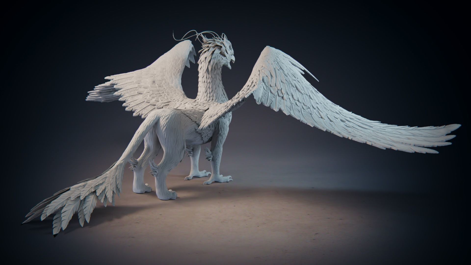 Grifon dragon with wings 3D model_3