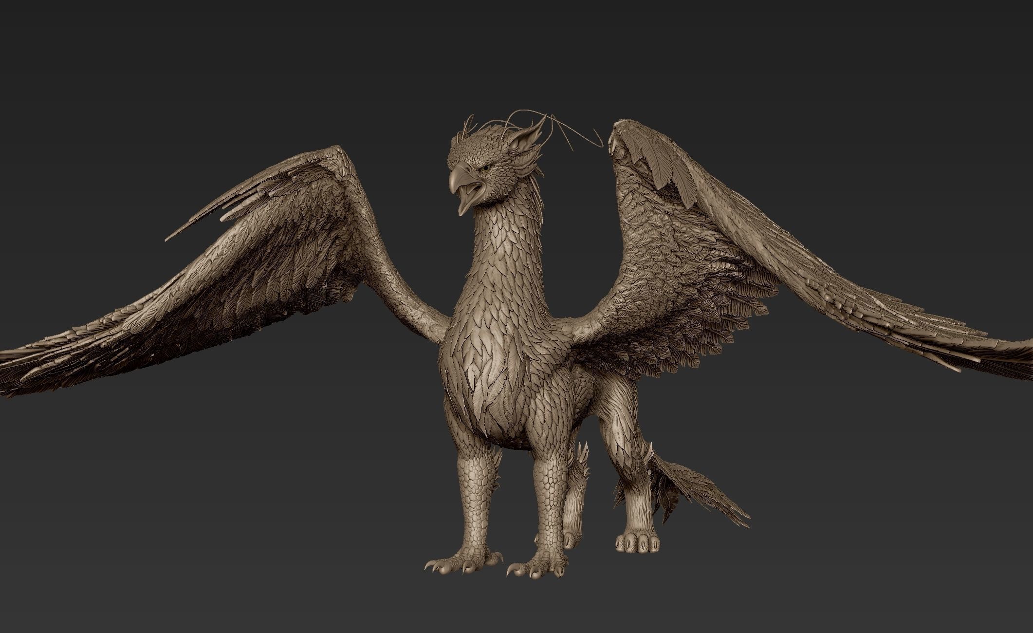 Grifon dragon with wings 3D model_10