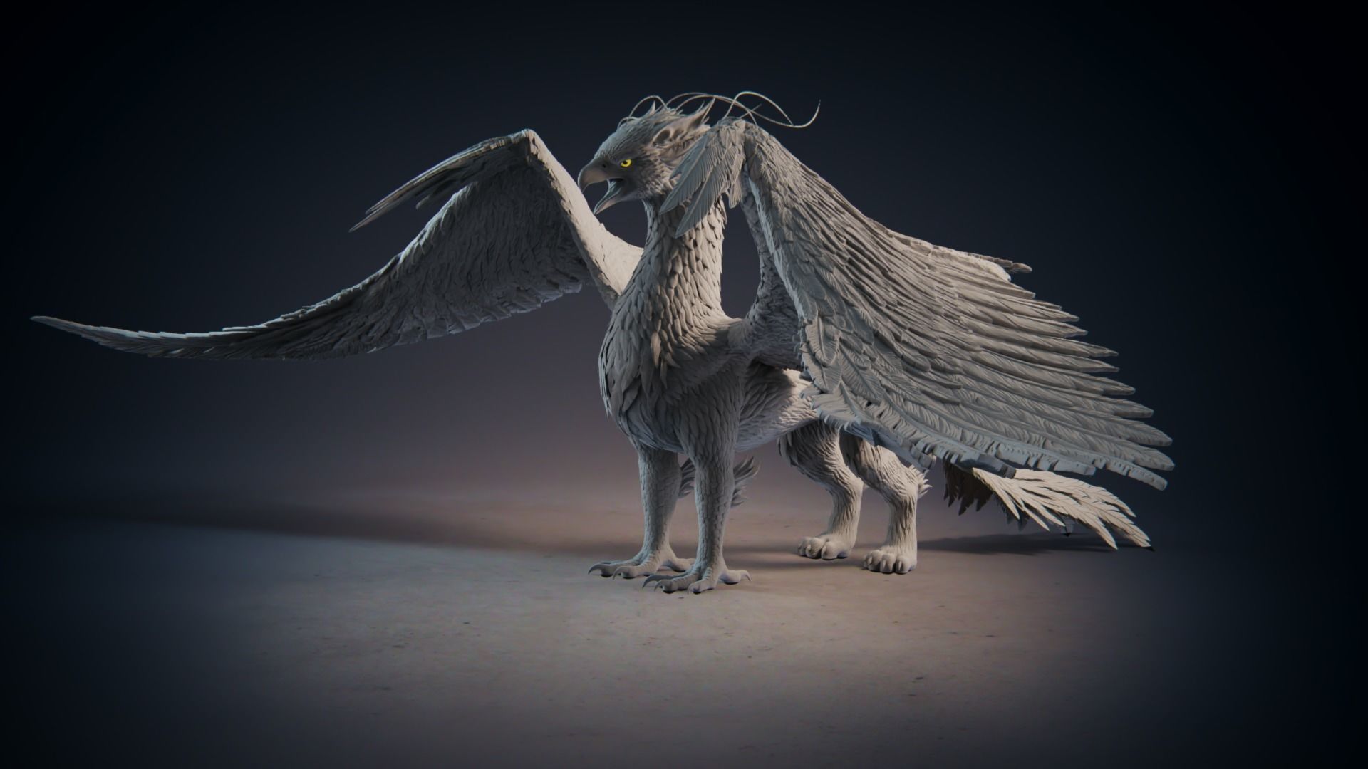 Grifon dragon with wings 3D model_2