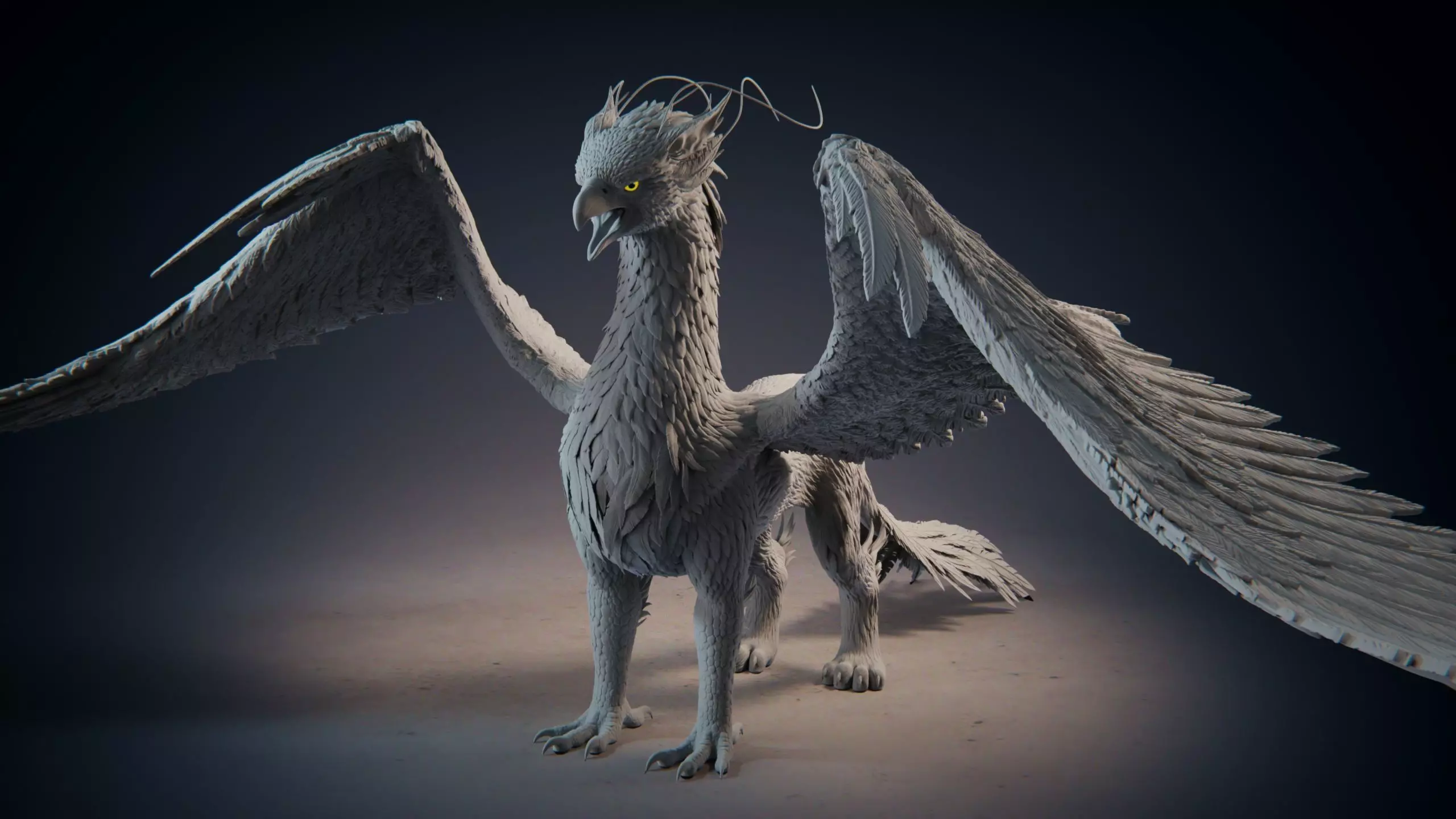 Grifon dragon with wings 3D model_0