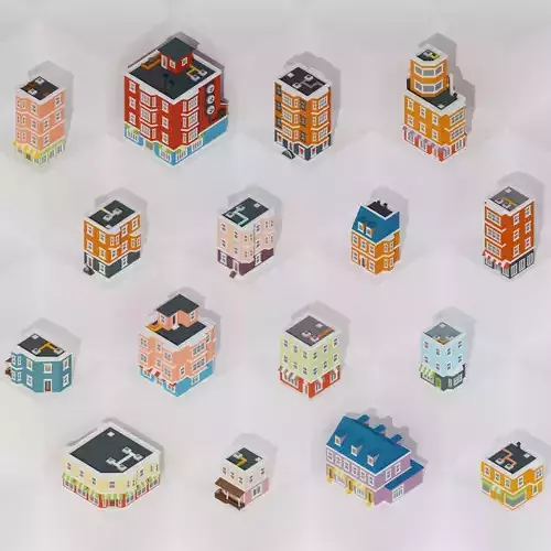 Isometric Low poly City Houses