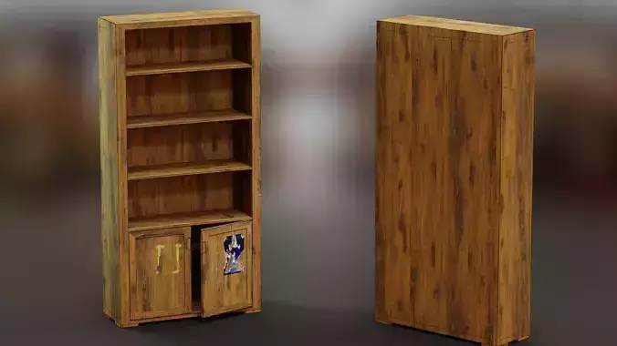 Old Used Wooden Bookcase