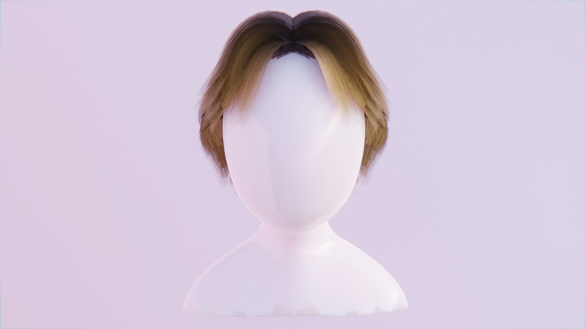 Medium Length Dirty Blonde Hair Low-poly 3D model_1