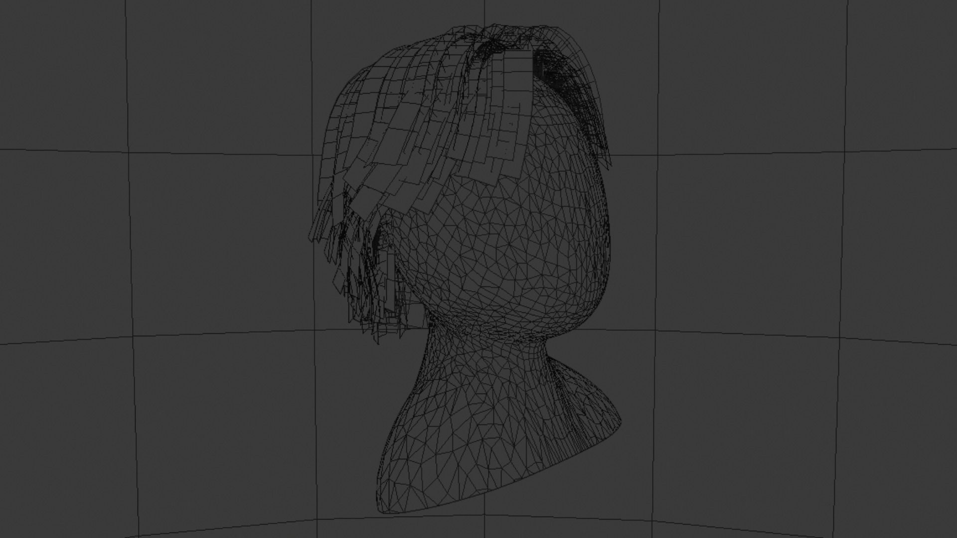 Medium Length Dirty Blonde Hair Low-poly 3D model_5