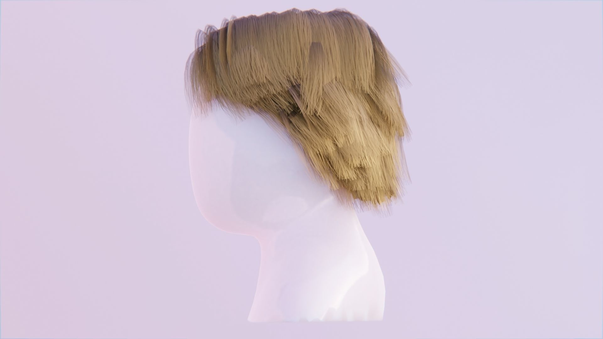 Medium Length Dirty Blonde Hair Low-poly 3D model_3
