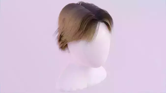 Medium Length Dirty Blonde Hair Low-poly 3D model