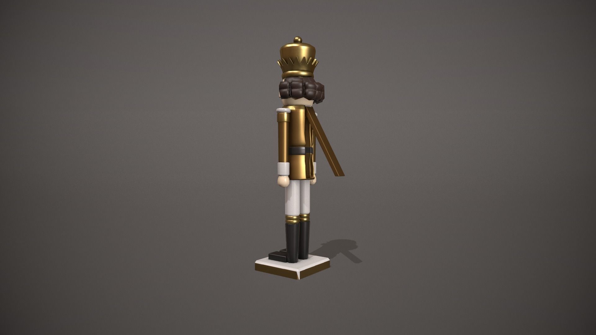 Gold Nut Cracker Low-poly 3D model_8