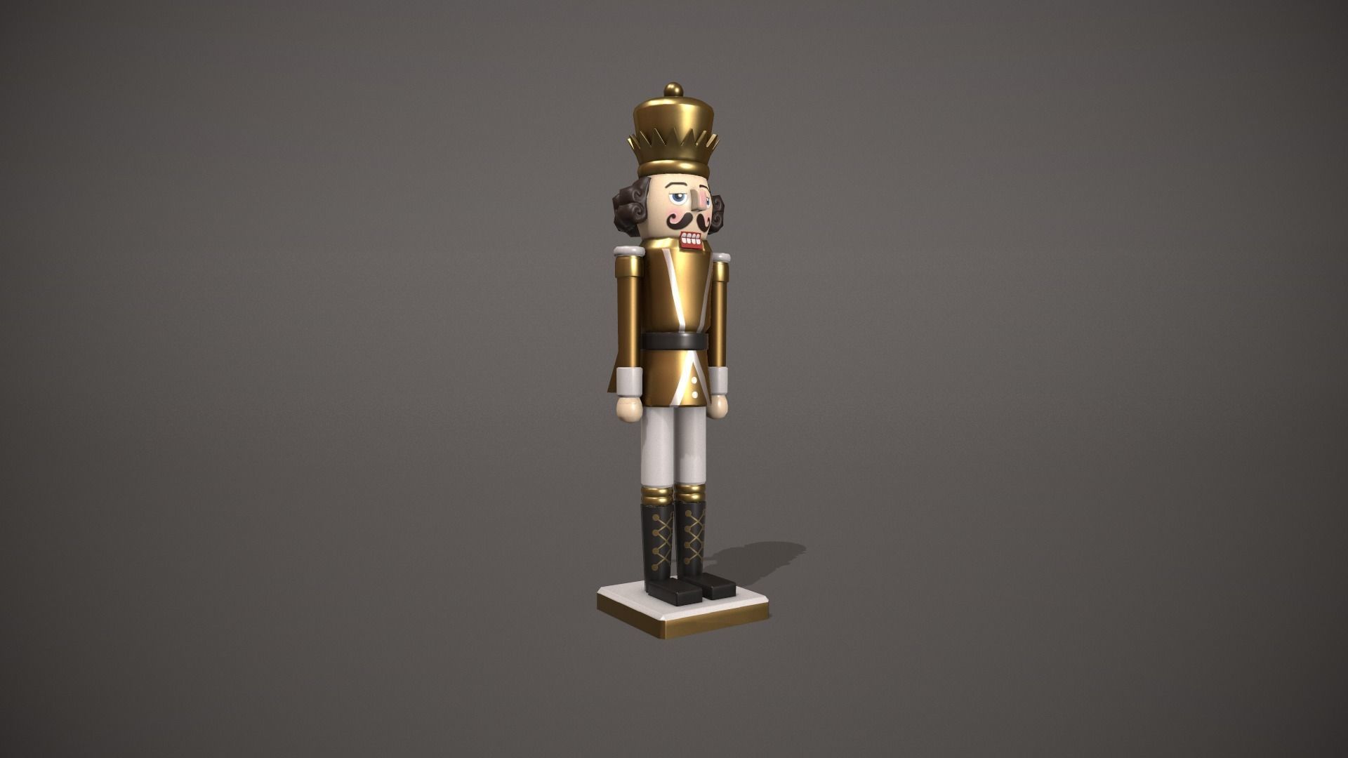 Gold Nut Cracker Low-poly 3D model_2