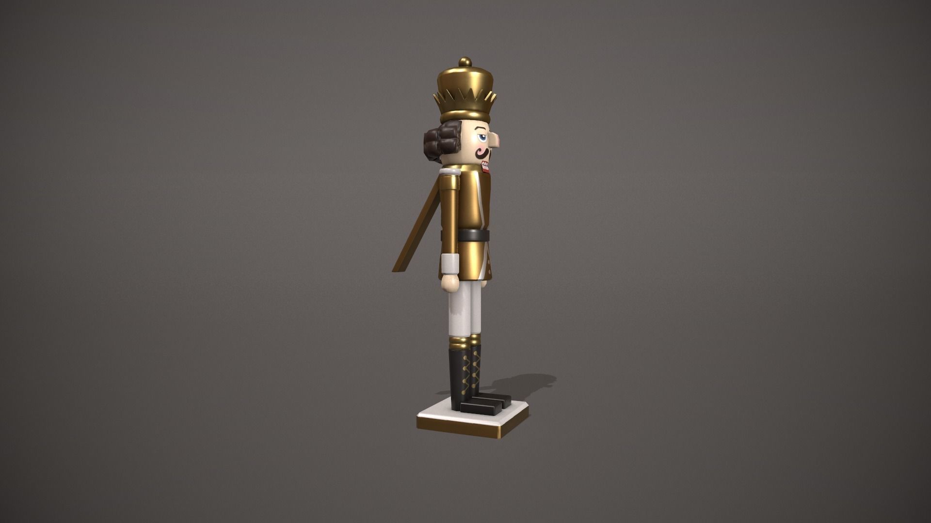 Gold Nut Cracker Low-poly 3D model_3