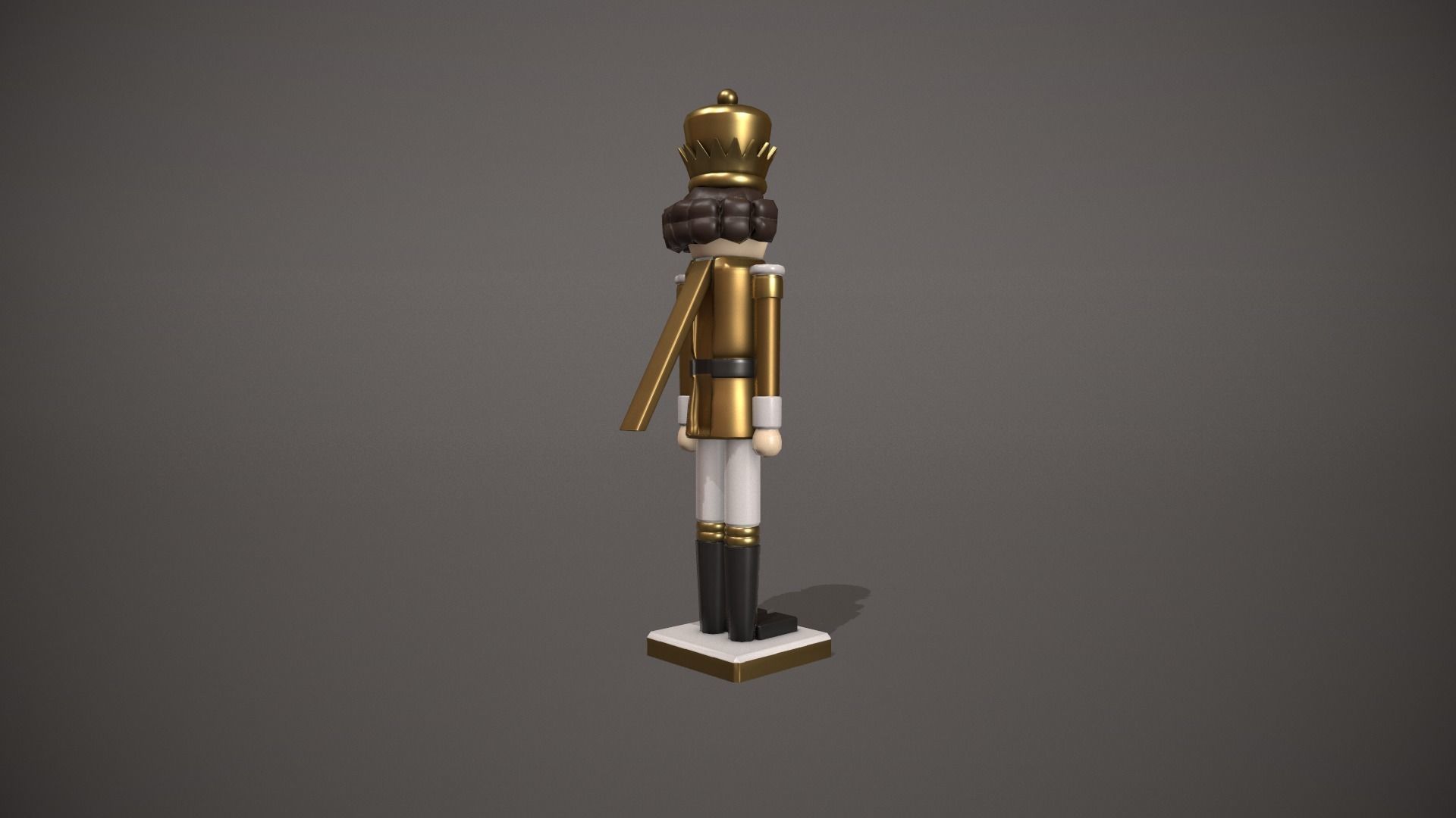 Gold Nut Cracker Low-poly 3D model_5