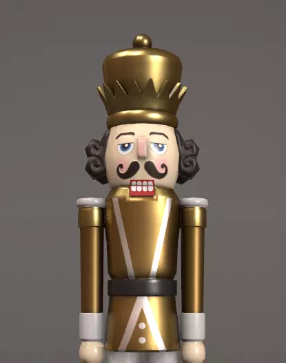 Gold Nut Cracker Low-poly 3D model_0