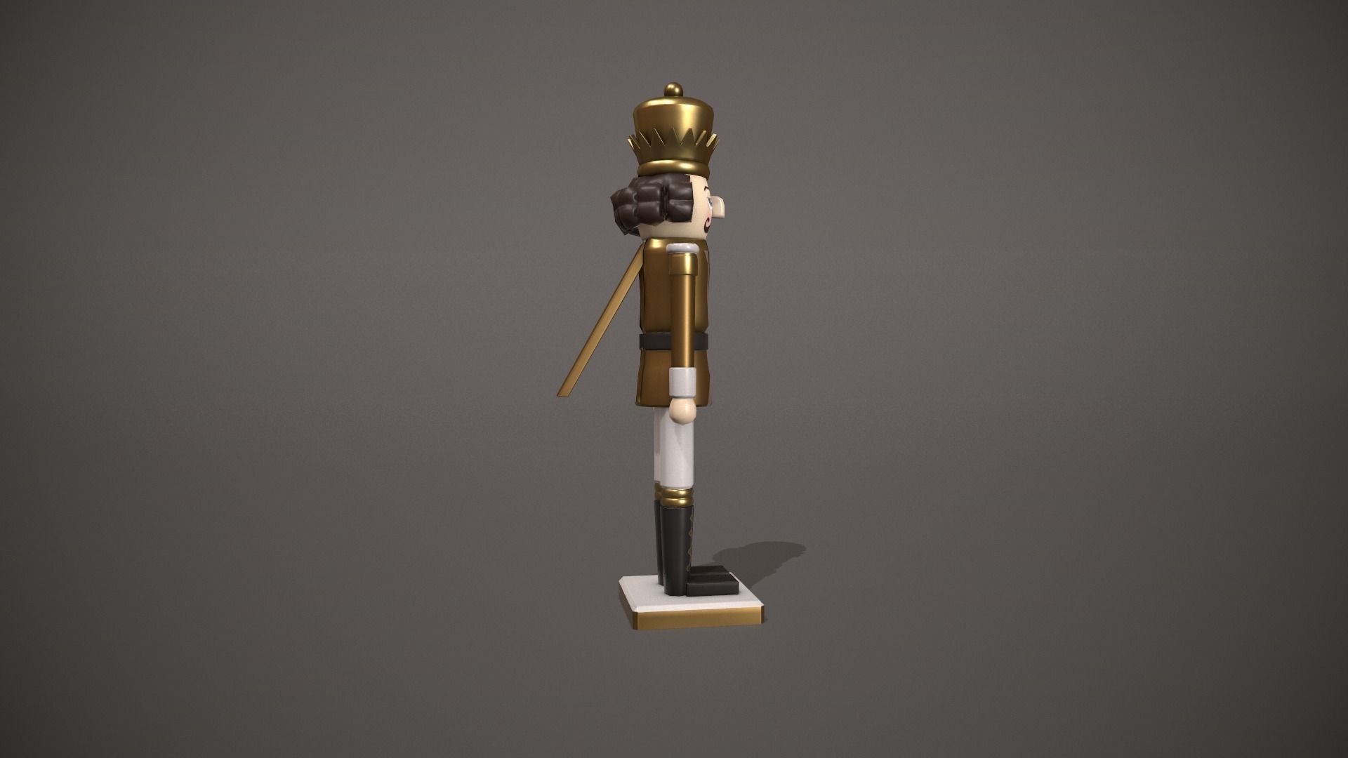 Gold Nut Cracker Low-poly 3D model_4