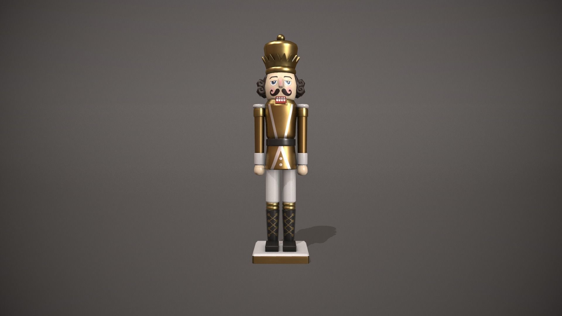Gold Nut Cracker Low-poly 3D model_1