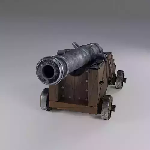 Game-ready Vessel cannon Low-poly 3D model