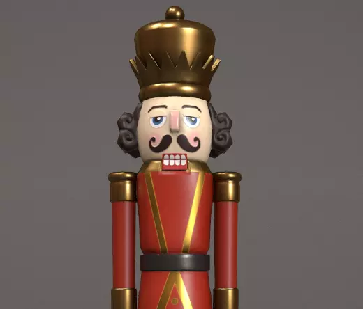Red Nut Cracker Low-poly 3D model_0