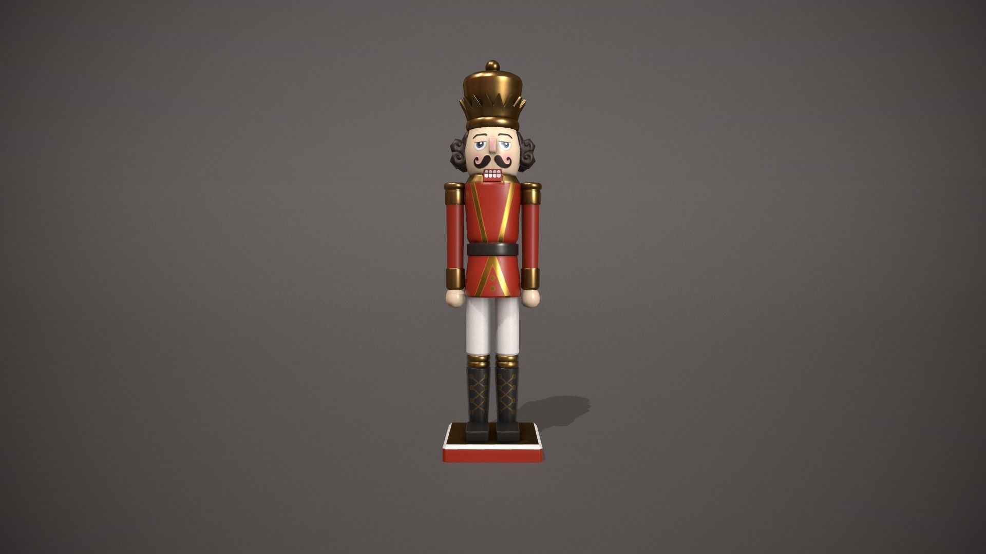Red Nut Cracker Low-poly 3D model_1