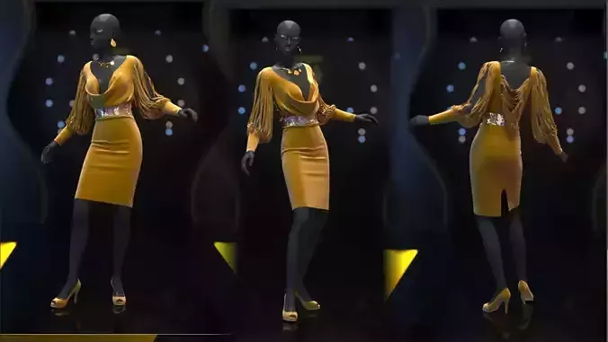 Evening Dress in 3DS Max - Marvelous Designer and clo3d No - 5 