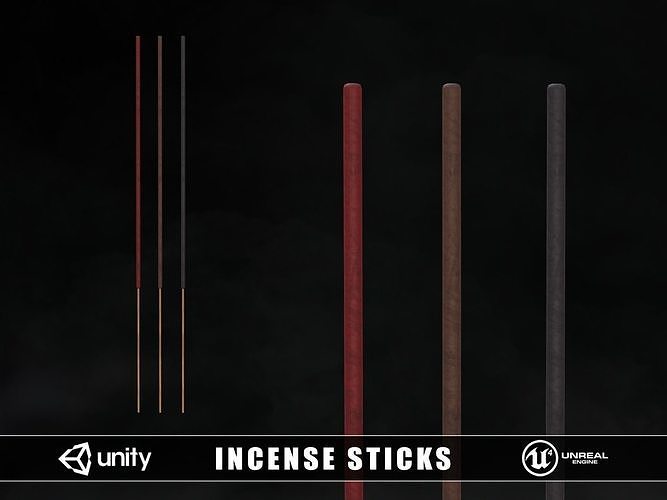 Incense Sticks Low-poly 3D model