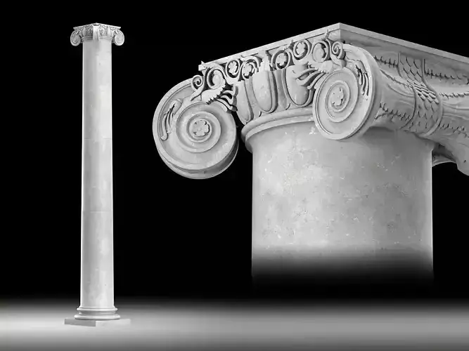 Angular ionic column Low-poly 3D model