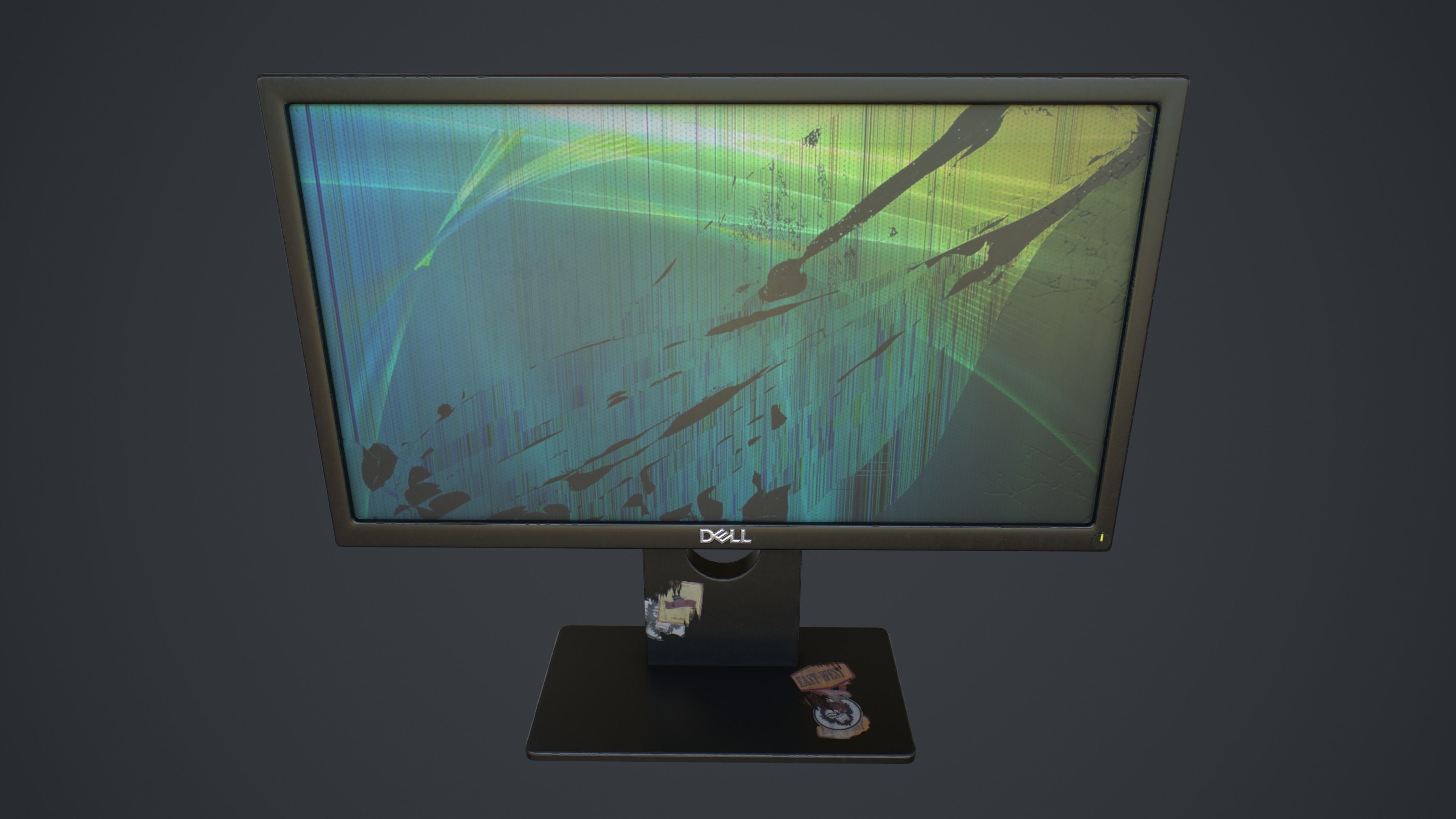 Desktop Computer Monitor with Emission Low-poly 3D model_3