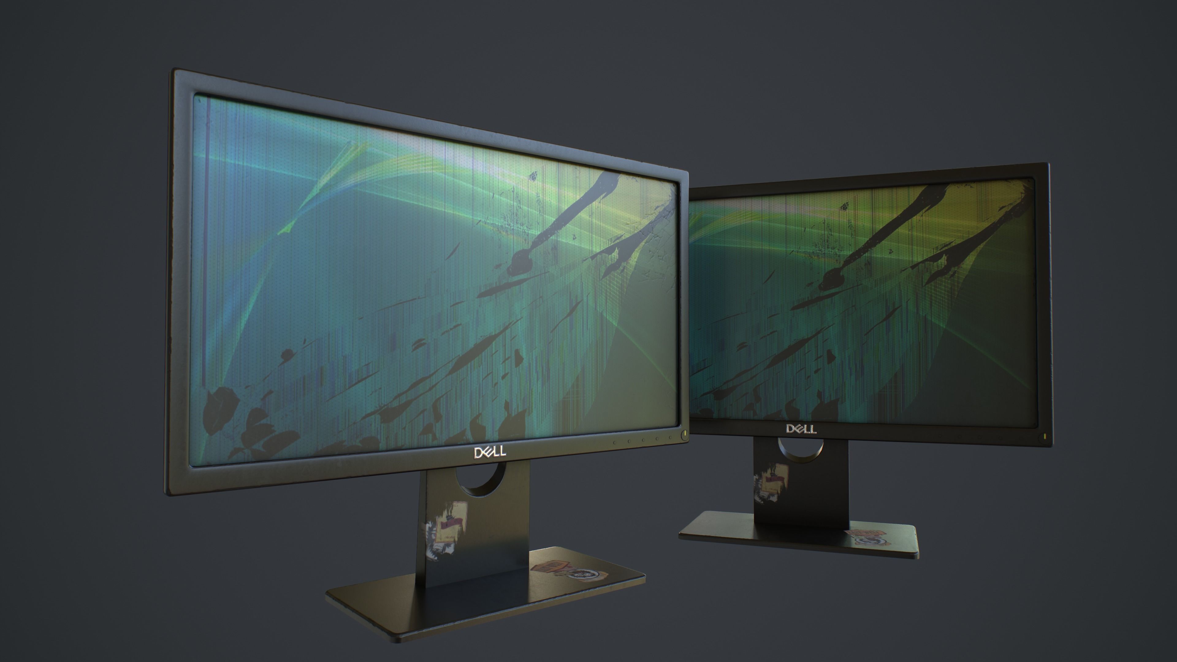 Desktop Computer Monitor with Emission Low-poly 3D model_9