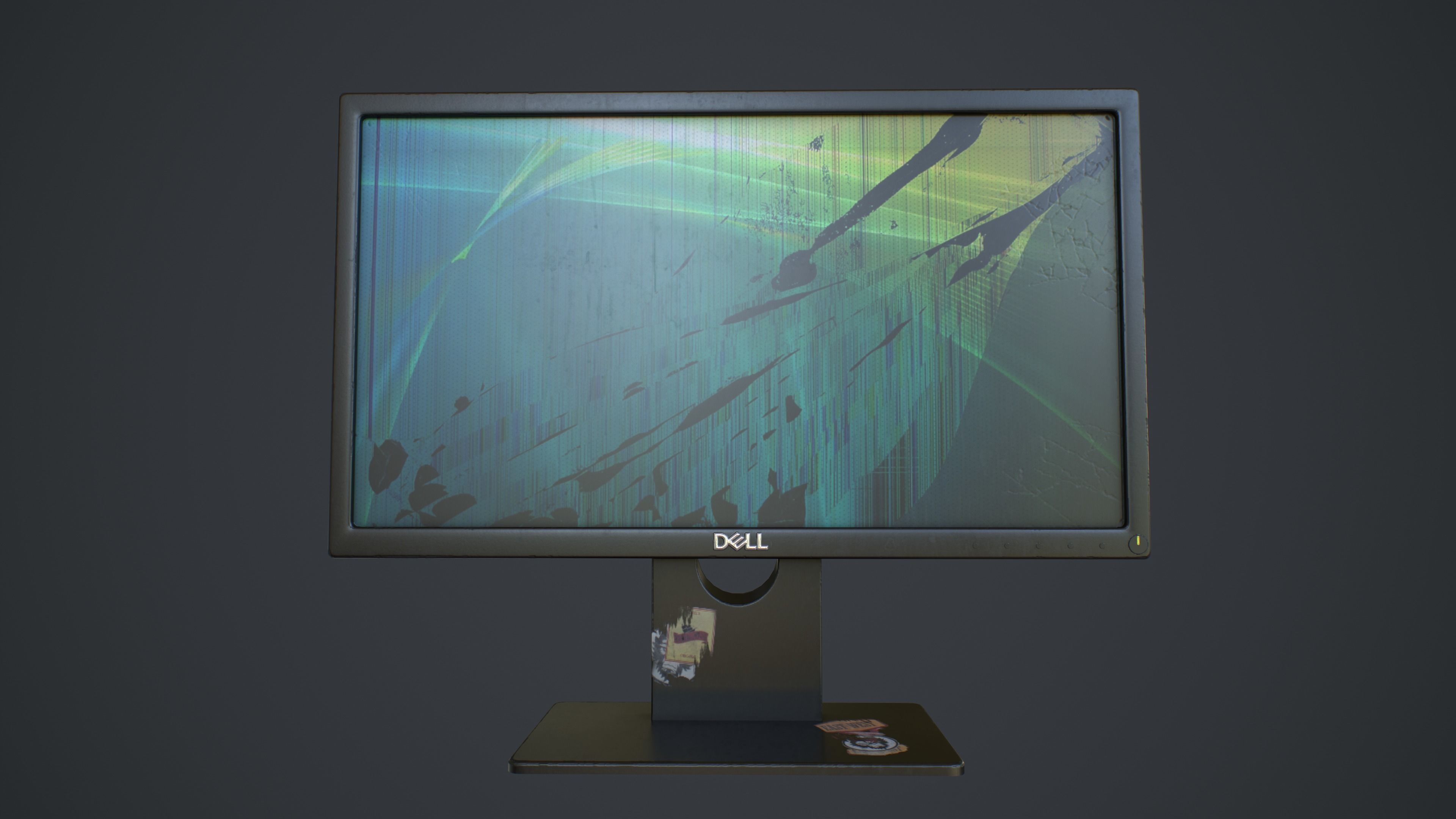 Desktop Computer Monitor with Emission Low-poly 3D model_4