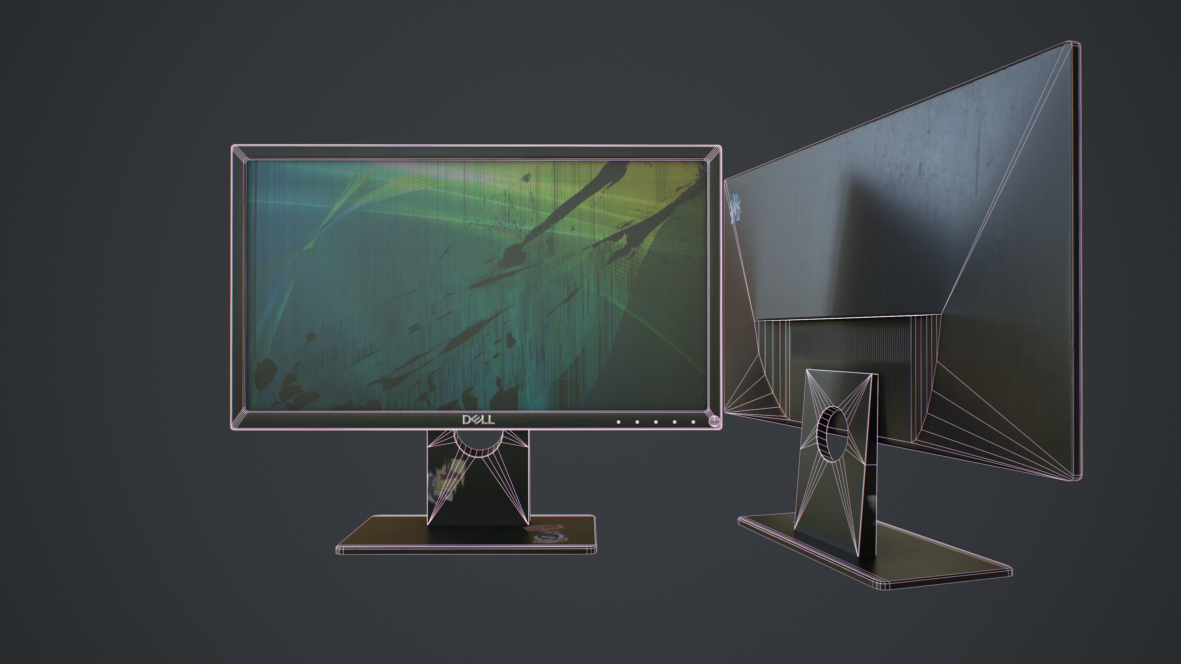 Desktop Computer Monitor with Emission Low-poly 3D model_11