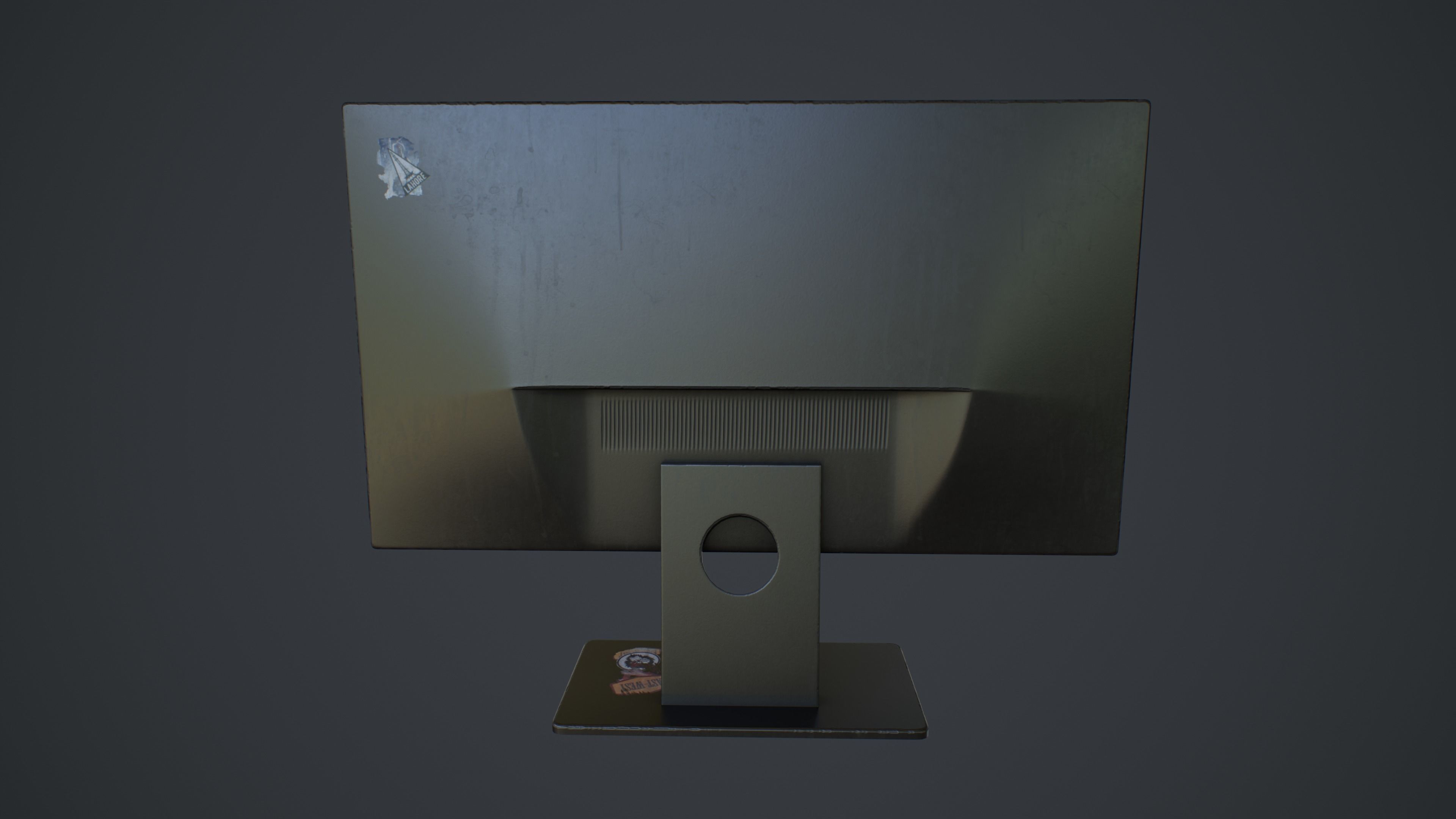Desktop Computer Monitor with Emission Low-poly 3D model_7