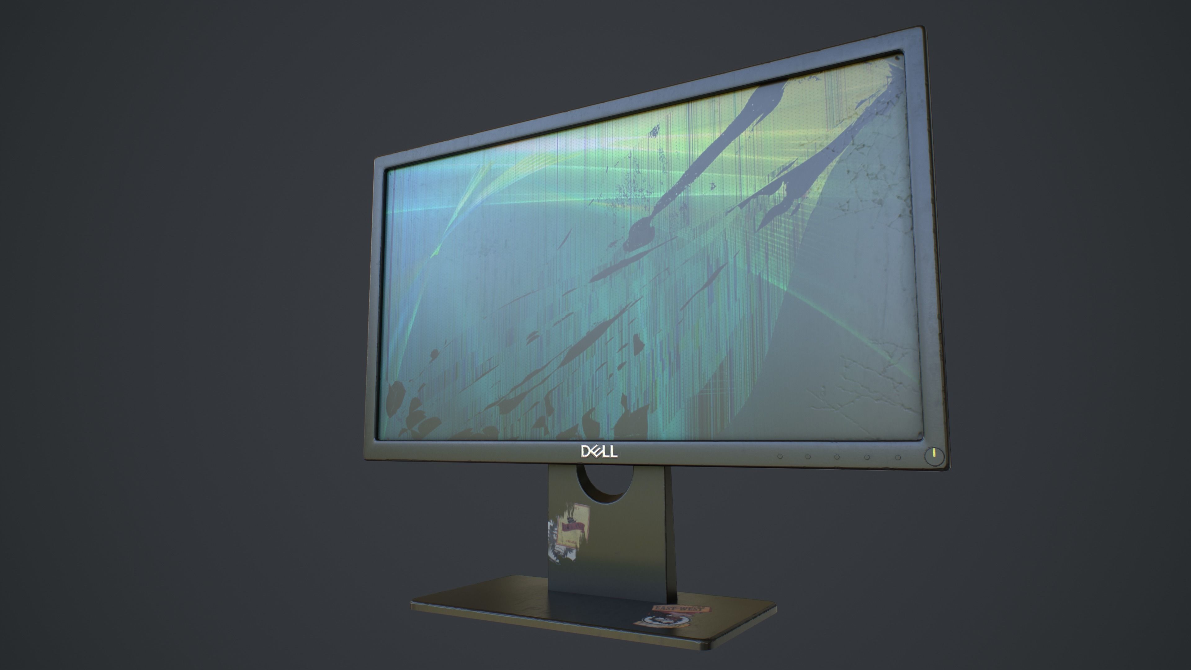 Desktop Computer Monitor with Emission Low-poly 3D model_5