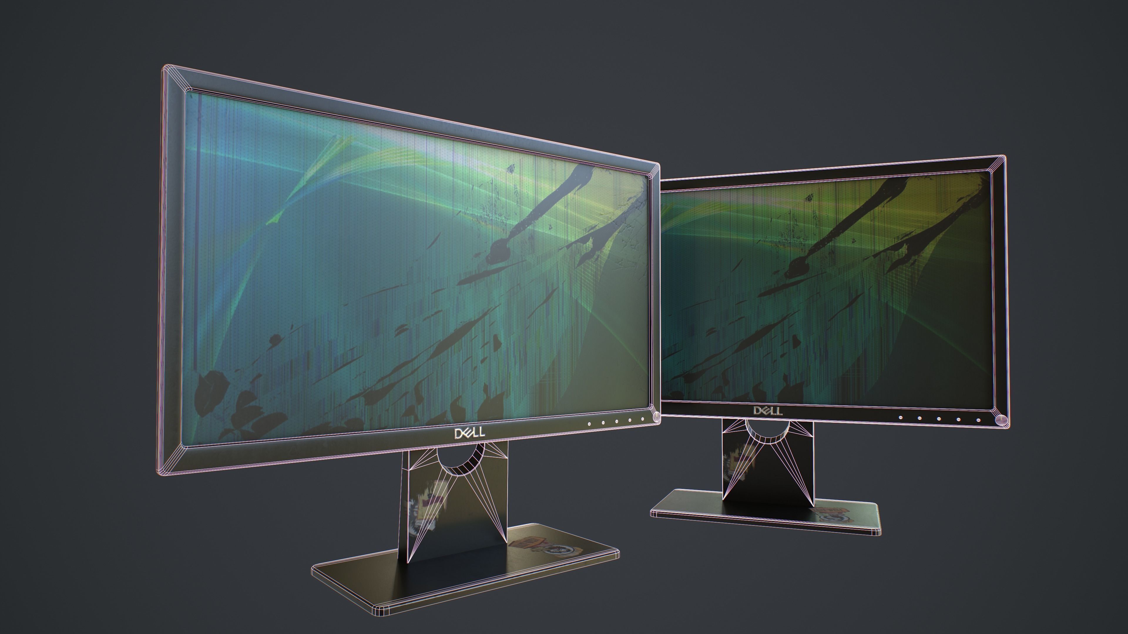 Desktop Computer Monitor with Emission Low-poly 3D model_10